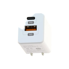 BEWCA20WW Wall Charger Dual USB-C 20W PD and USB A White