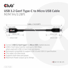 CAC1526 USB-C 3.2 Gen1 to Micro USB Cable M/M 1m/3.28ft Black