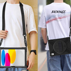 Bulk Packaging Heavy Duty Case w/Kickstand/Built-in Screen Protector/Hand & Shoulder Strap Black for iPad 11 2025 (11th Gen)/iPad 10.9 2022 (10th Gen)