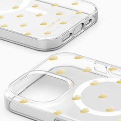 Ideal of Sweden Clear MagSafe Mid Case Golden Hearts for iPhone 16e/15/14/13