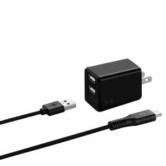 Blu Element Wall Charger Dual USB 3.4A with USB-C Cable Black