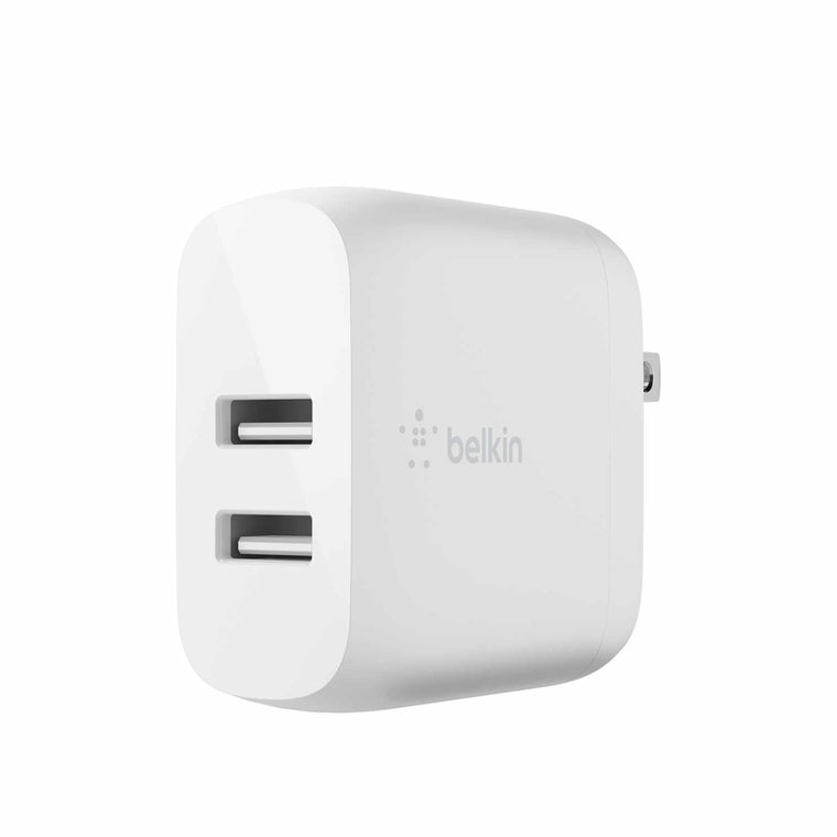 Belkin BoostCharge Dual Wall Charger 24W with USB-A to USB-C Cable White
