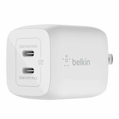 Belkin BoostCharge Wall Charger Dual USB-C GaN 45W White
