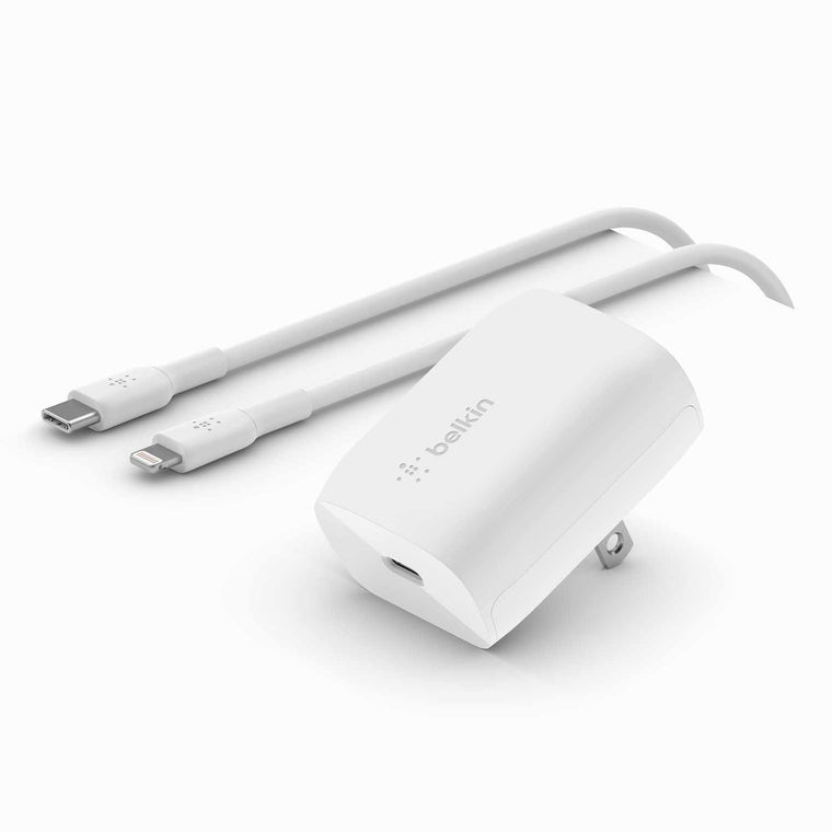 Belkin BoostCharge Wall Charger 20W USB-C with USB-C to Lightning Cable White