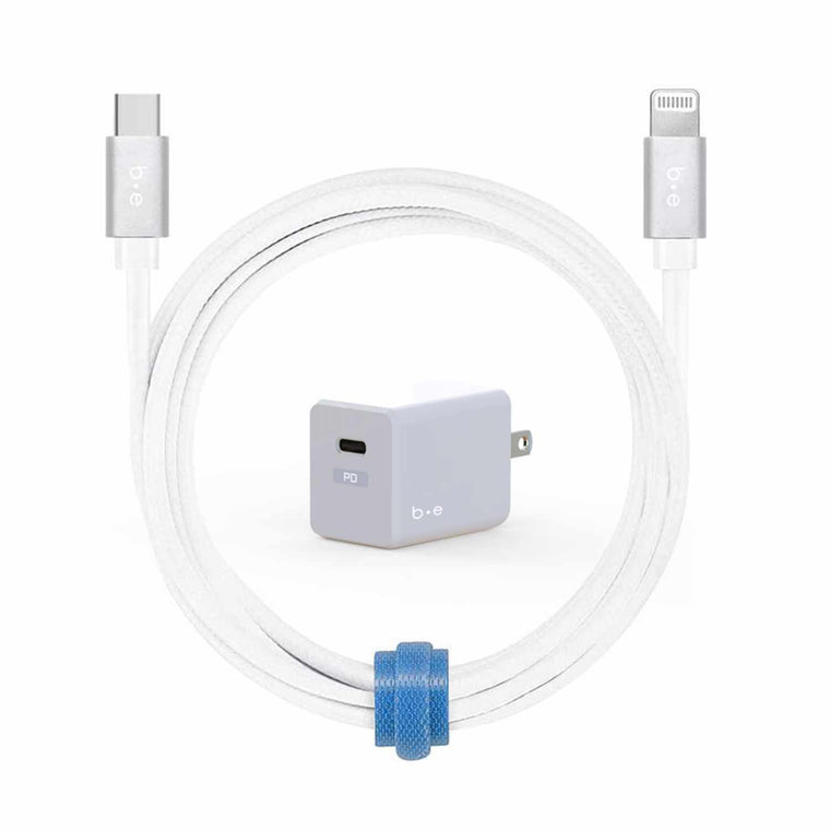 Blu Element Wall Charger USB-C 20W PD with USB-C to Lightning Cable 4ft White