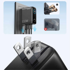 Anker 100W 3-Port PD GaN USB-C/USB-A Wall Charger with Smart Display Black