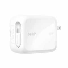 Belkin UltraCharge Retractable GaN Wall Charger 67W White