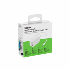 Belkin UltraCharge Retractable GaN Wall Charger 67W White