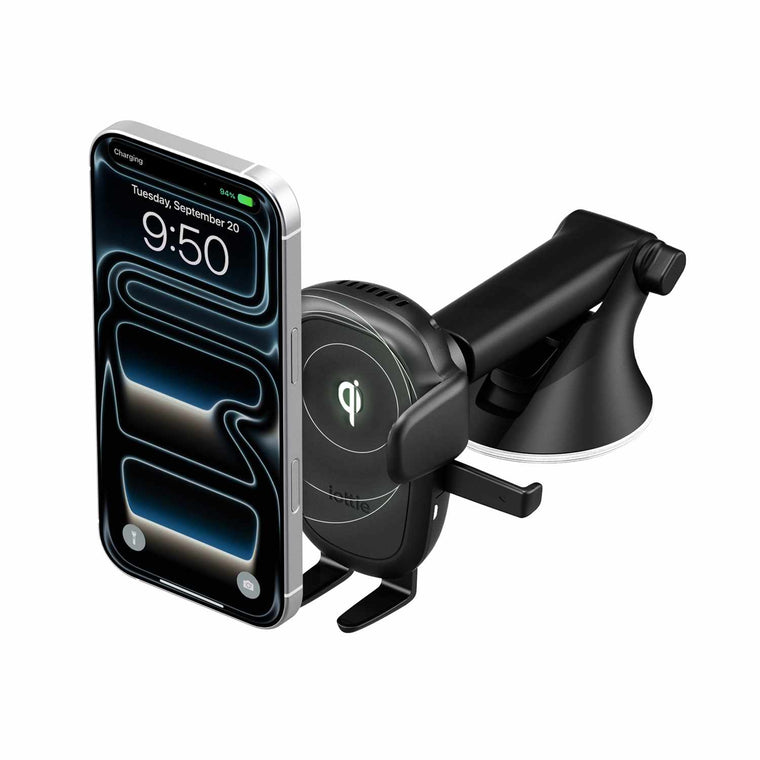 iOttie Easy One Touch Wireless 3 Fast Charging Universal Dash and Windshield Mount Black