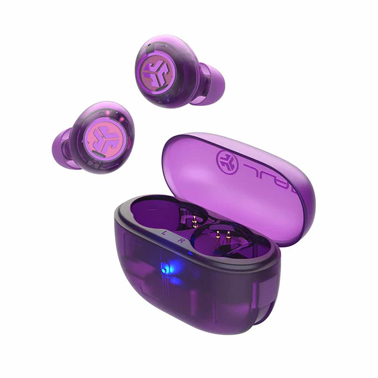 JLab Go Pop True Wireless Earbuds with Active Noise Cancellation Transparent Purple