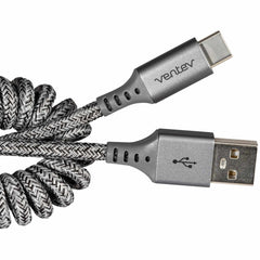Ventev Charge/Sync Helix Coiled USB-C Cable 1ft Grey
