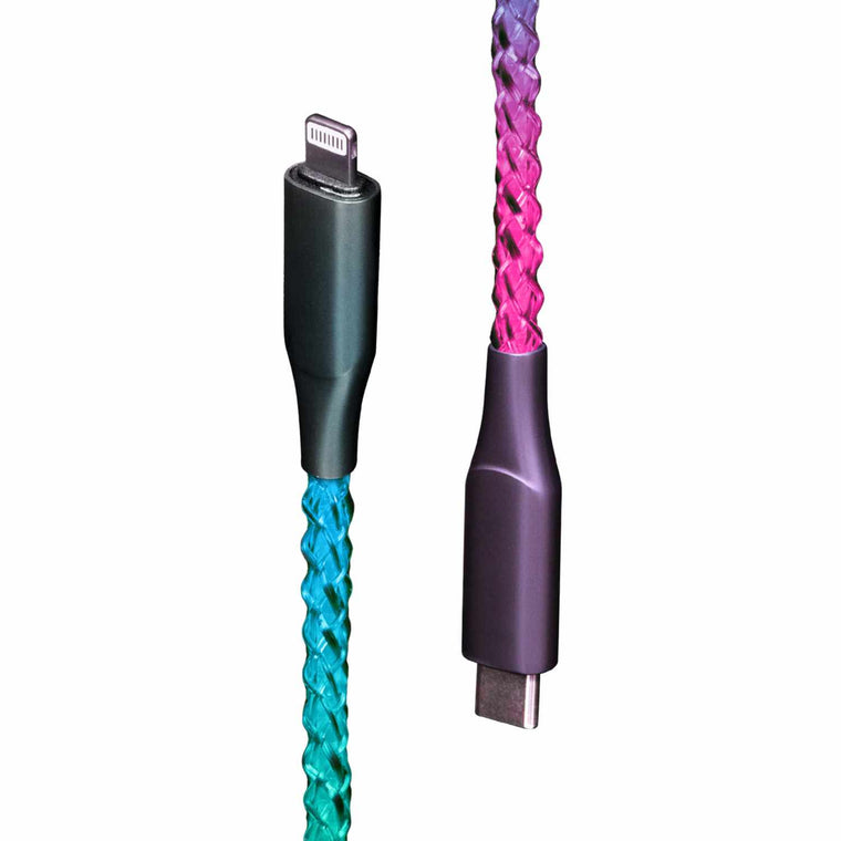 ETHCLTLED Lucid Charge LED Lightning to USB-C Cable Multi-Color