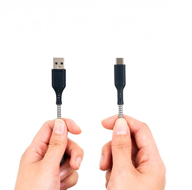 BC6GRY262893 High Speed USB-A to USB-C Braided Cable 6ft Grey