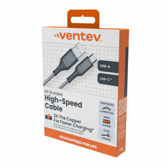 BC6GRY262893 High Speed USB-A to USB-C Braided Cable 6ft Grey