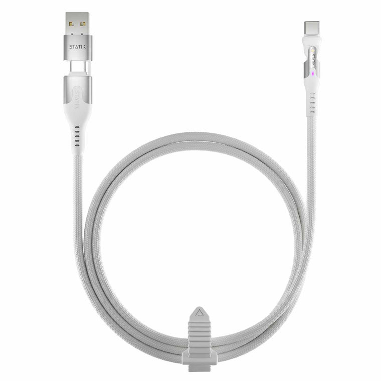 Statik PowerPivot Pro Nylon Braided Charge/Sync Cable USB-C to USB-C 6ft White