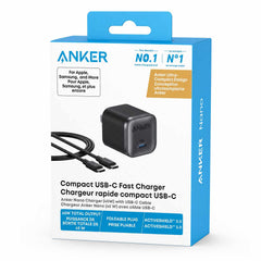 Anker Nano Wall Charger 45W USB-C Black with USB-C 6ft Cable