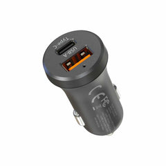 Blu Element Car Charger USB-C and USB-A QC 3.0 Power Delivery 20W with USB-C to USB-C Cable 4ft Black