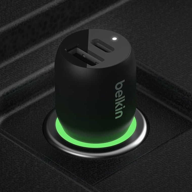 CCB004btBK 37W Dual USB-C/USB-A Power Delivery PPS Car Charger Black