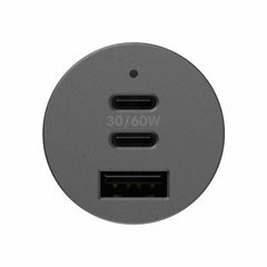 OtterBox Premium Pro Dual USB-C Car Charger with Extra USB-A 72W (USB-C 30WX2 + USB-A 12W) Nightshade (Black)