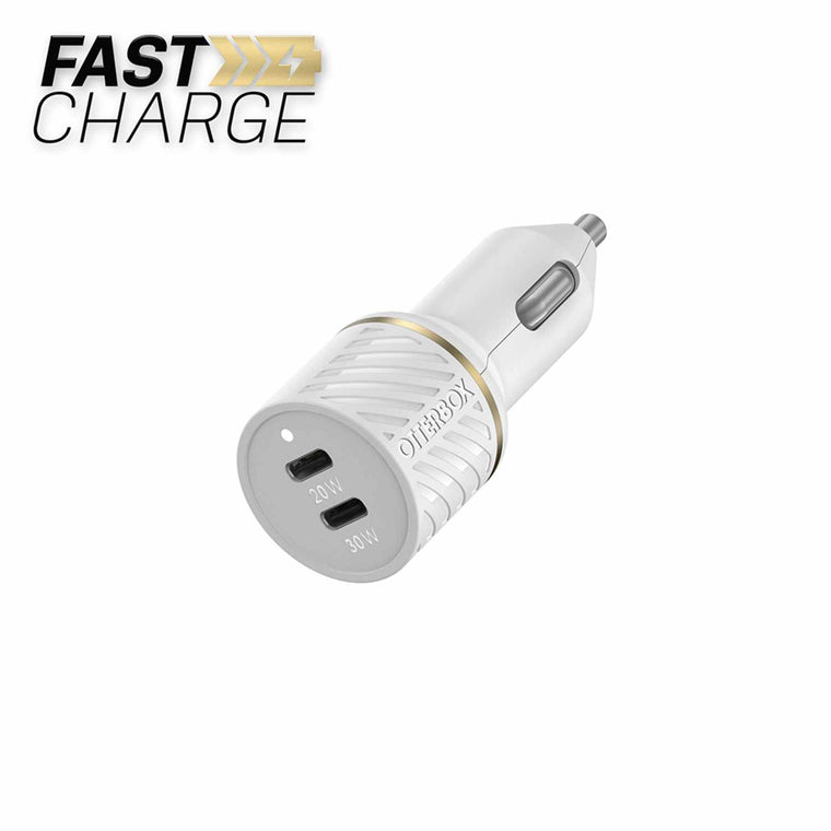 OtterBox Premium Car Charger 50W PD/PPS 2-Port USB-C White
