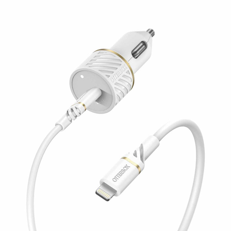 7881016 Fast Charge PD Car Charger USB-C 20W w/Lightning Cable 3.3ft White