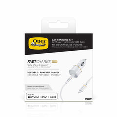 OtterBox Fast Charge Power Delivery Car Charger USB-C 20W with Lightning Cable 3.3ft White