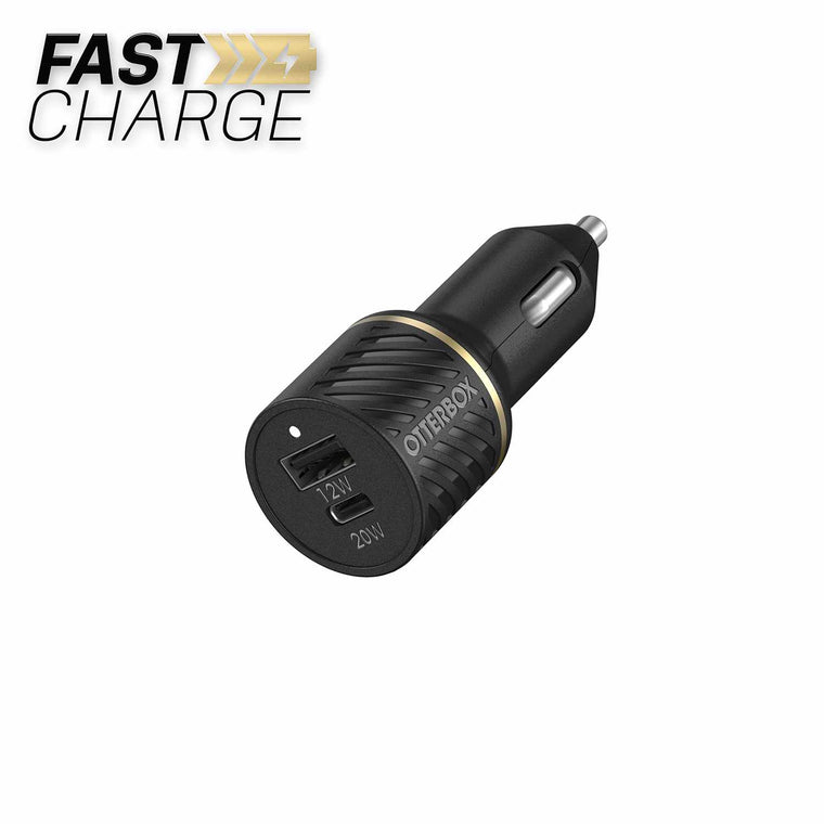 7880703 Dual Fast Car Charger USB-C 20W PD and USB-A 12W Black