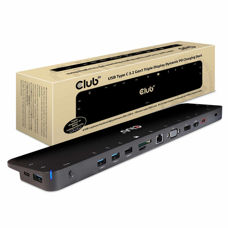 CSV1564W100 USB 3.2 Gen1 Type-C Triple Display PD Charging Dock Black