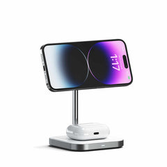 Satechi Qi Aluminum 2-in-1 Magnetic  Wireless Charging Stand Space Gray