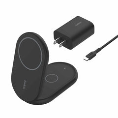 WIZ028ttBK BoostCharge 2-in-1 Magnetic Foldable Wireless Charger with Qi2 15W Black