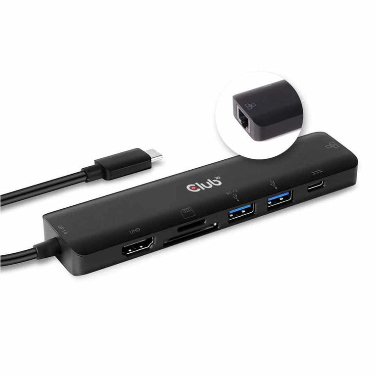 CSV1592 USB-C 7 in 1 Hub to HDMI 4K60HZ+SDTF Card Slot + 2X USB + USB-C PD + RJ45 Gray