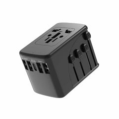 Bulk Packaging Universal Travel Adapter 4 USB-A & USB-C Port 6.5A Output with Nylon Pouch Black