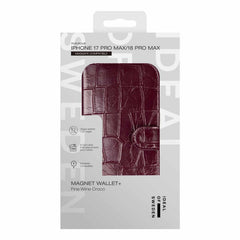 Ideal of Sweden Magnet Wallet MagSafe Case Fine Wine Croco for iPhone 18 Pro Max/17 Pro Max