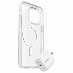 OtterBox Protection+Power Kit (Symmetry+ with MagSafe Clear w/Trusted Glass Screen Protector and Wall Charger 20W White) for iPhone 14 Pro Max