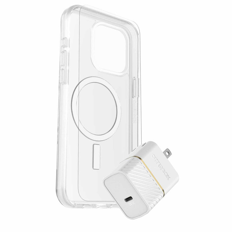 7881247 Protection+Power Kit (Symmetry Clear MagSafe w/ Glass + Wall Charger 30W White) iPhone 15 Pro Max