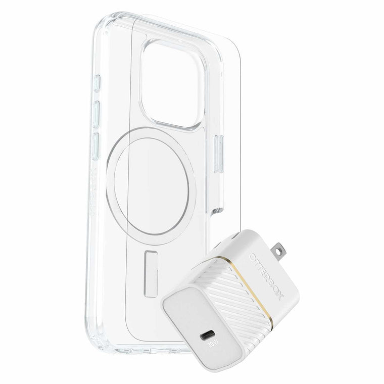 7881431 Protection+Power Kit (Symmetry Clear MagSafe w/Glass + Wall Charger 30W White) iPhone 16 Pro Clear