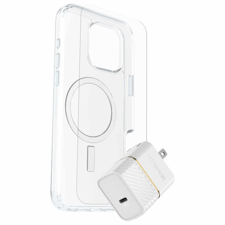 7881434 Protection+Power Kit (Symmetry Clear MagSafe w/Glass + Wall Charger 30W White) iPhone 16 Pro Max Clear