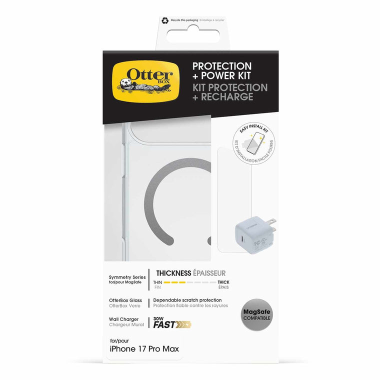 7881562 Protection+Power Kit (Symmetry Clear MagSafe w/Glass + Wall Charger 30W White) iPhone 17 Pro Clear