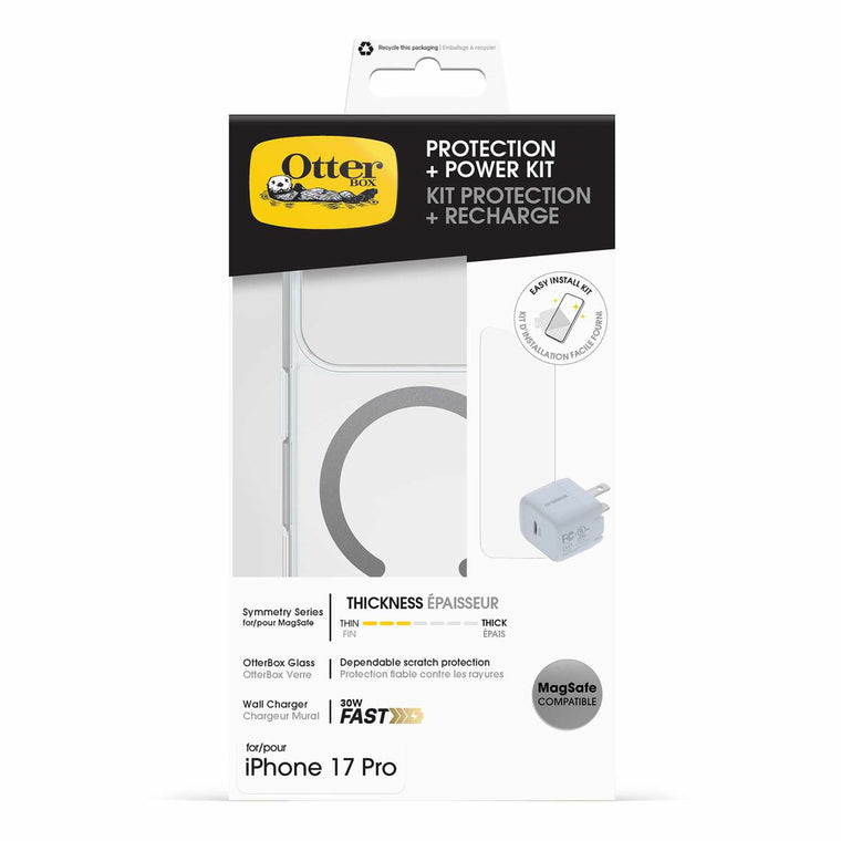 7881563 Protection+Power Kit (Symmetry Clear MagSafe w/Glass + Wall Charger 30W White) iPhone 17 Pro Max Clear