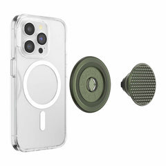 PopSockets PopGrip for MagSafe Round with Adapter Ring Triangle Knurled Olive