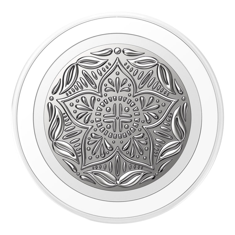 807539 PopGrip for MagSafe Round with Adapter Ring Enamel Silver Mandala