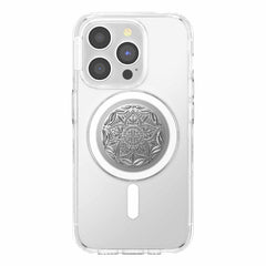 PopSockets PopGrip for MagSafe Round with Adapter Ring Enamel Silver Mandala