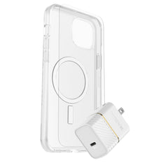 OtterBox Protection+Power Kit (Symmetry Clear Magsafe with Glass + Wall Charger 30W White) for iPhone 15