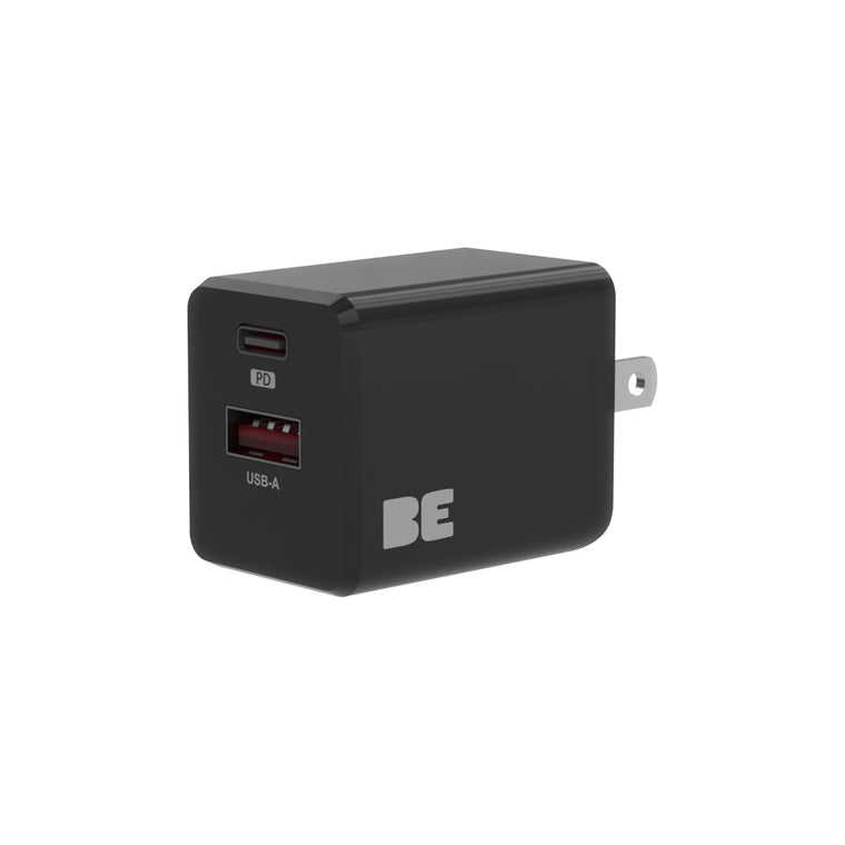 Blu Element Wall Charger Dual USB-C 20W PD and USB-A Black
