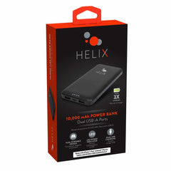 Helix/Retrak Power Bank 10000 with USB-C and Dual USB-A Ports Black